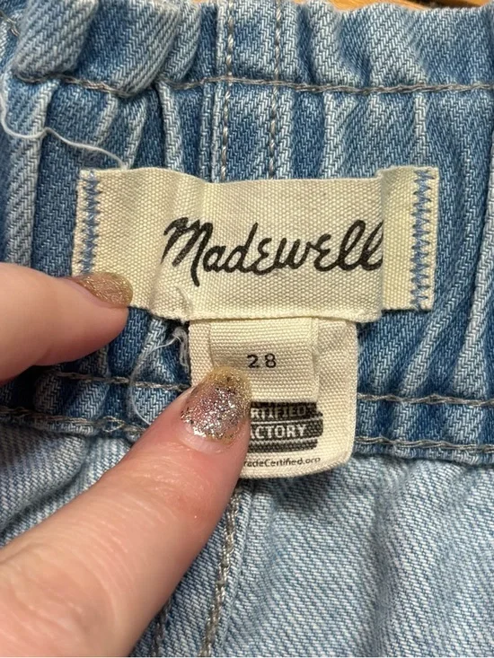 Madewell Pull On Paper Bag Denim Shorts Blue Womens Size 28 Comfortabke Spring - Picture 4 of 8